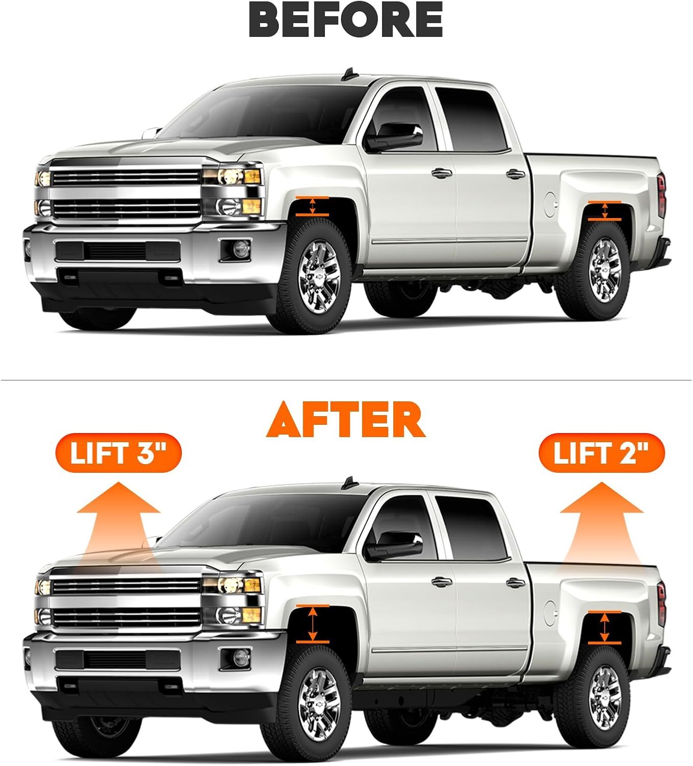3″ Front & 2″ Rear Leveling Lift + Upper Control Arm Lift 2-4″ for Ford F150