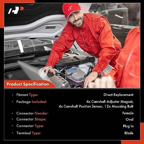 A-Premium 4-PC Camshaft Position Sensor + 4-PC Camshaft Adjuster Magnet Solenoid