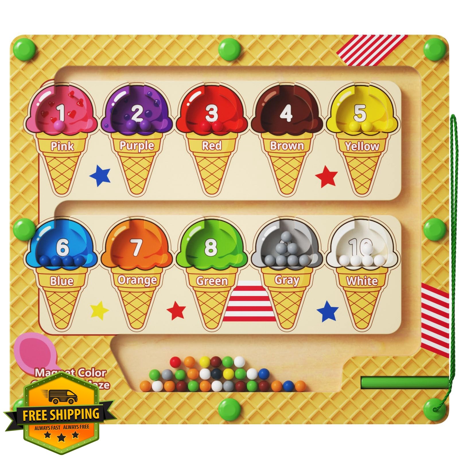 zhiwuzhu Magnetic Color Number Maze Ice Cream