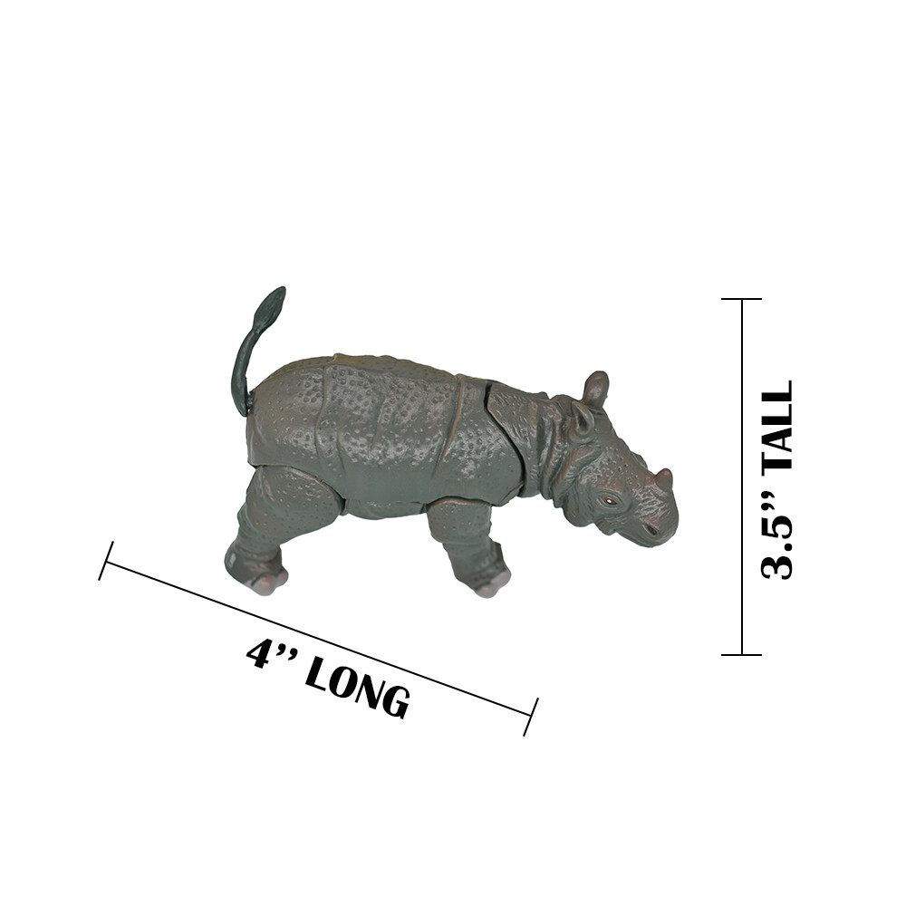 Rhino, Posable Toy Adjustable Model Rhinoceros Plastic 4″ F059