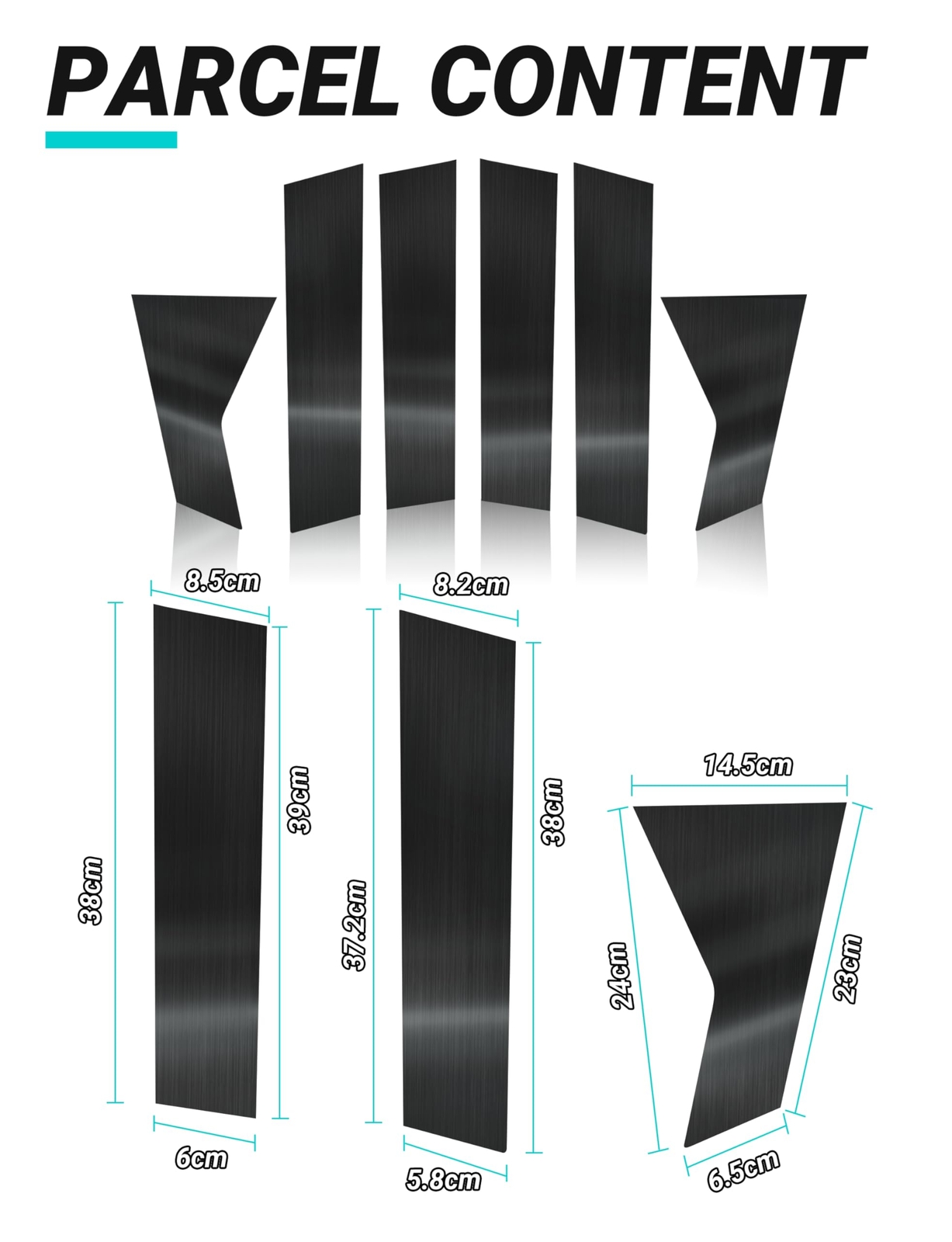 Civic Sedan 2016-2021 S/S Black Stainless Steel Glossy Black Pillar Posts Window