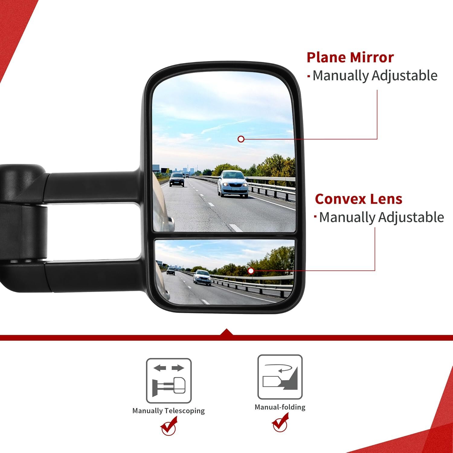 YITAMOTOR Tow Mirrors Compatible with 2014-2018 Silverado Sierra 1500, 2015-2018