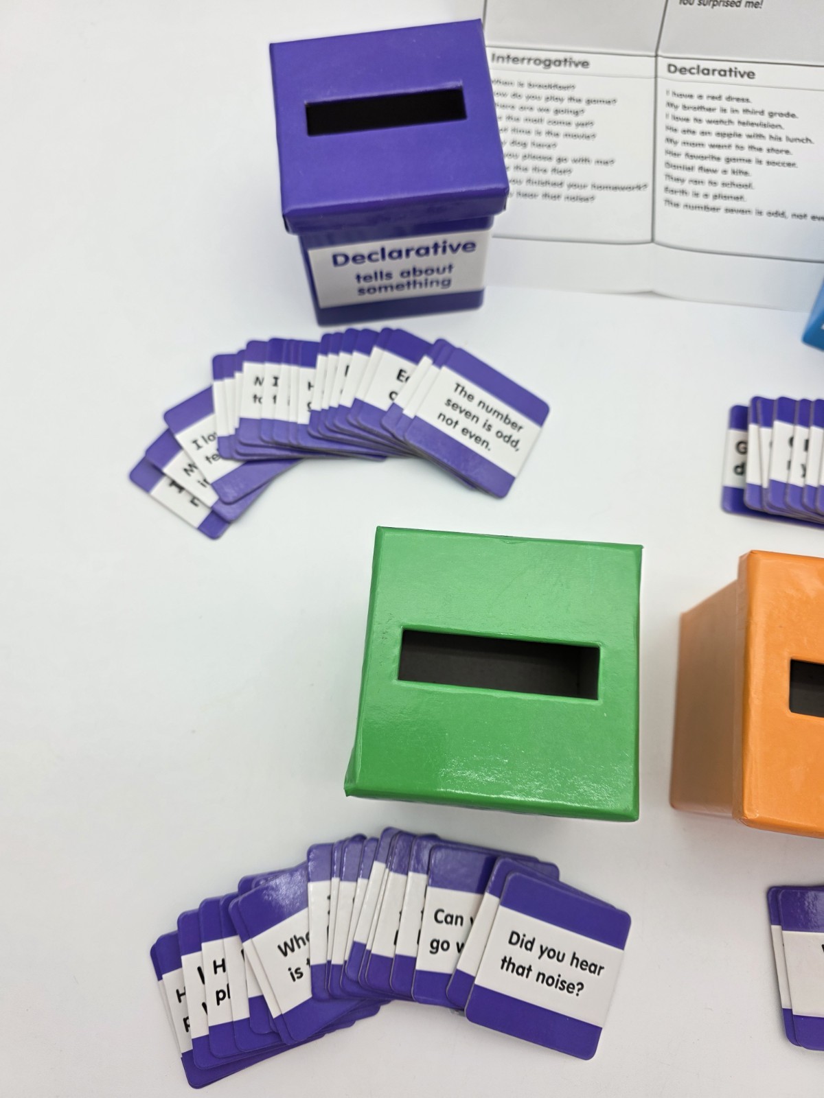 Type of Sentence Sorting Boxes Game With Answer Key, Educational, Complete, Used