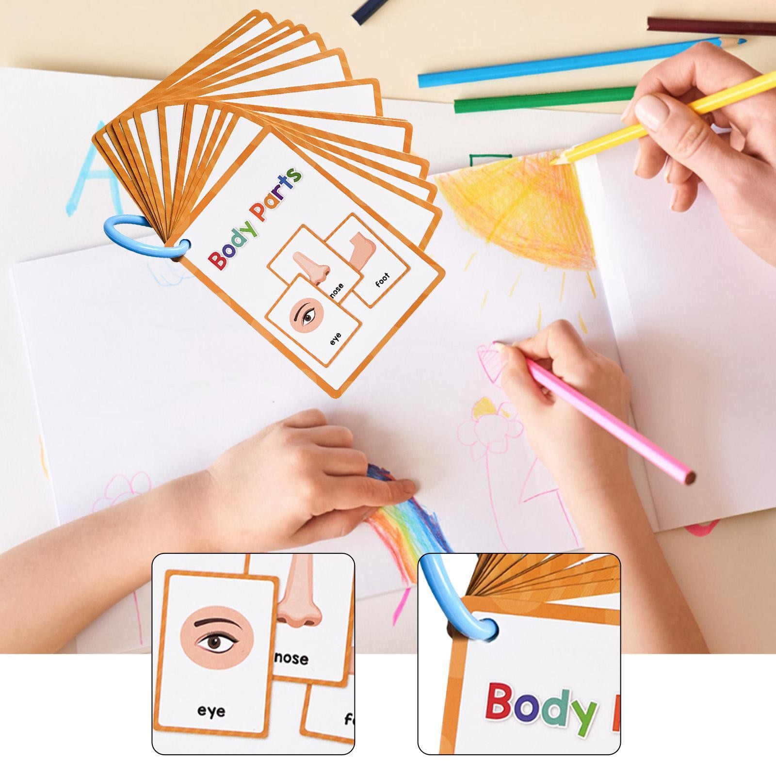 Body Parts Flash Cards, Learning Cards 15Pcs Easy to Carry Cognitive Flashcards