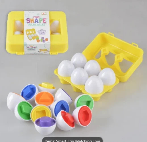 2 New 1/2 Dozen Colorful Egg Toy Sets For Learning To Match Shape & Color