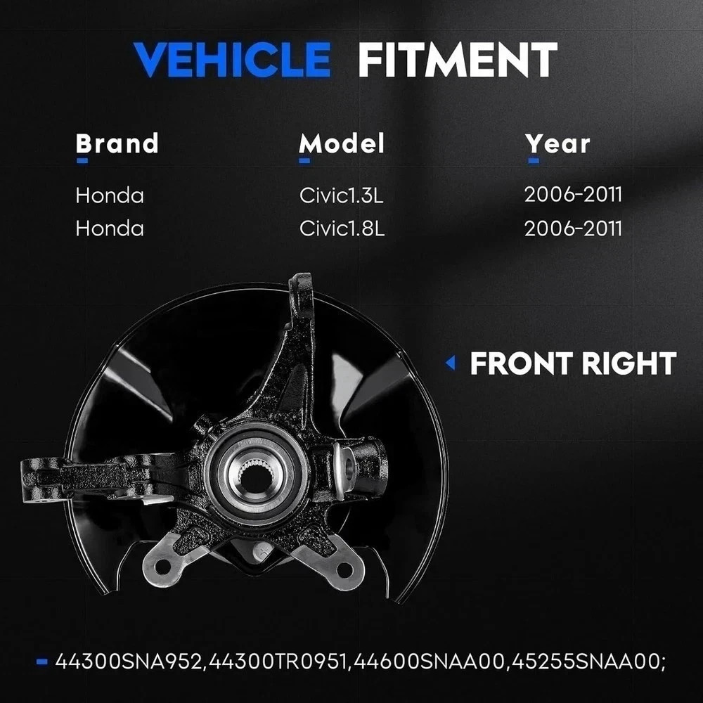 Front Right Side Steering Knuckle & Wheel Bearing Hub Assembly Compatible wit…