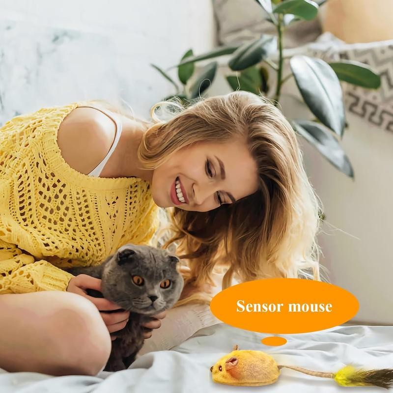 Interactive Cat Toys Mouse With LED Lights ForIndoor Cats USB Rechargeable Cat M