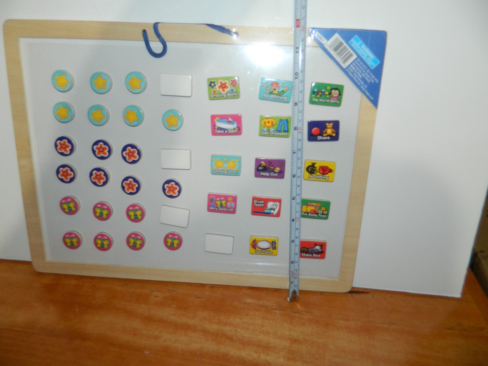 Natural Wood RESPONSIBILITY CHART + White Board on Reverse NEW Chores Manners
