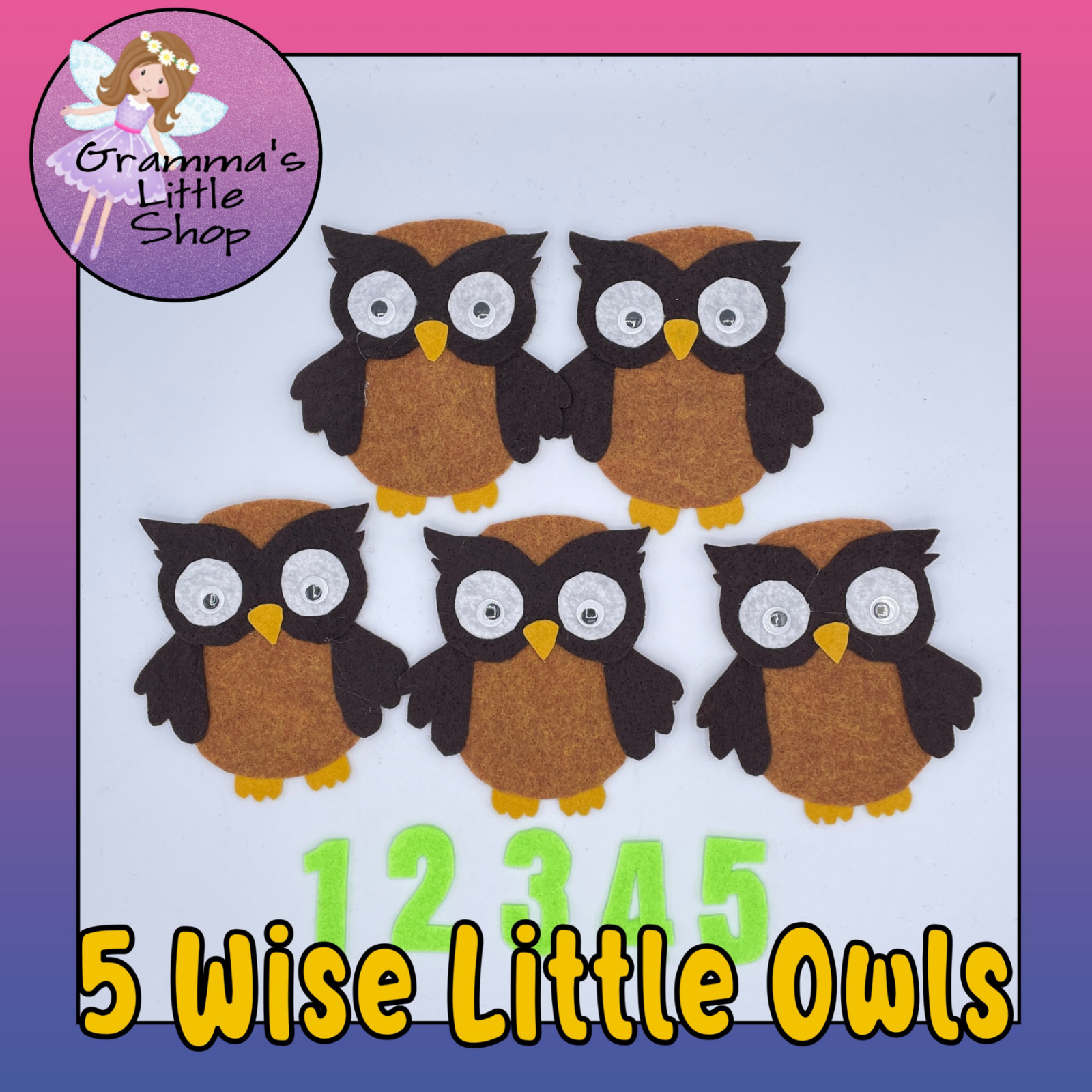 5 Wise Little Owls Felt Story Set – Woodland Friends with Rhymes Included