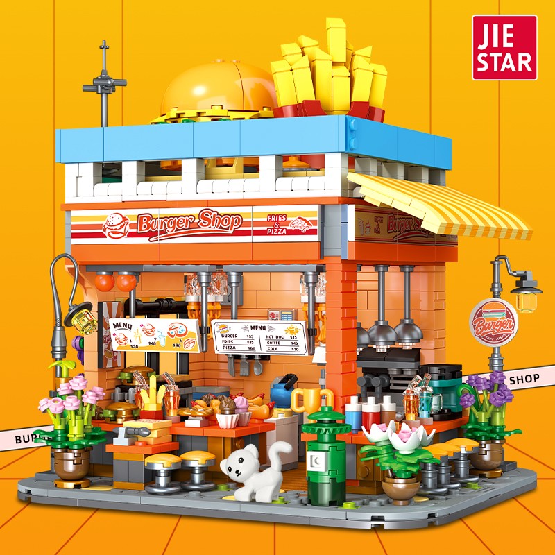 Hamburger Shop City Street Building Block Set