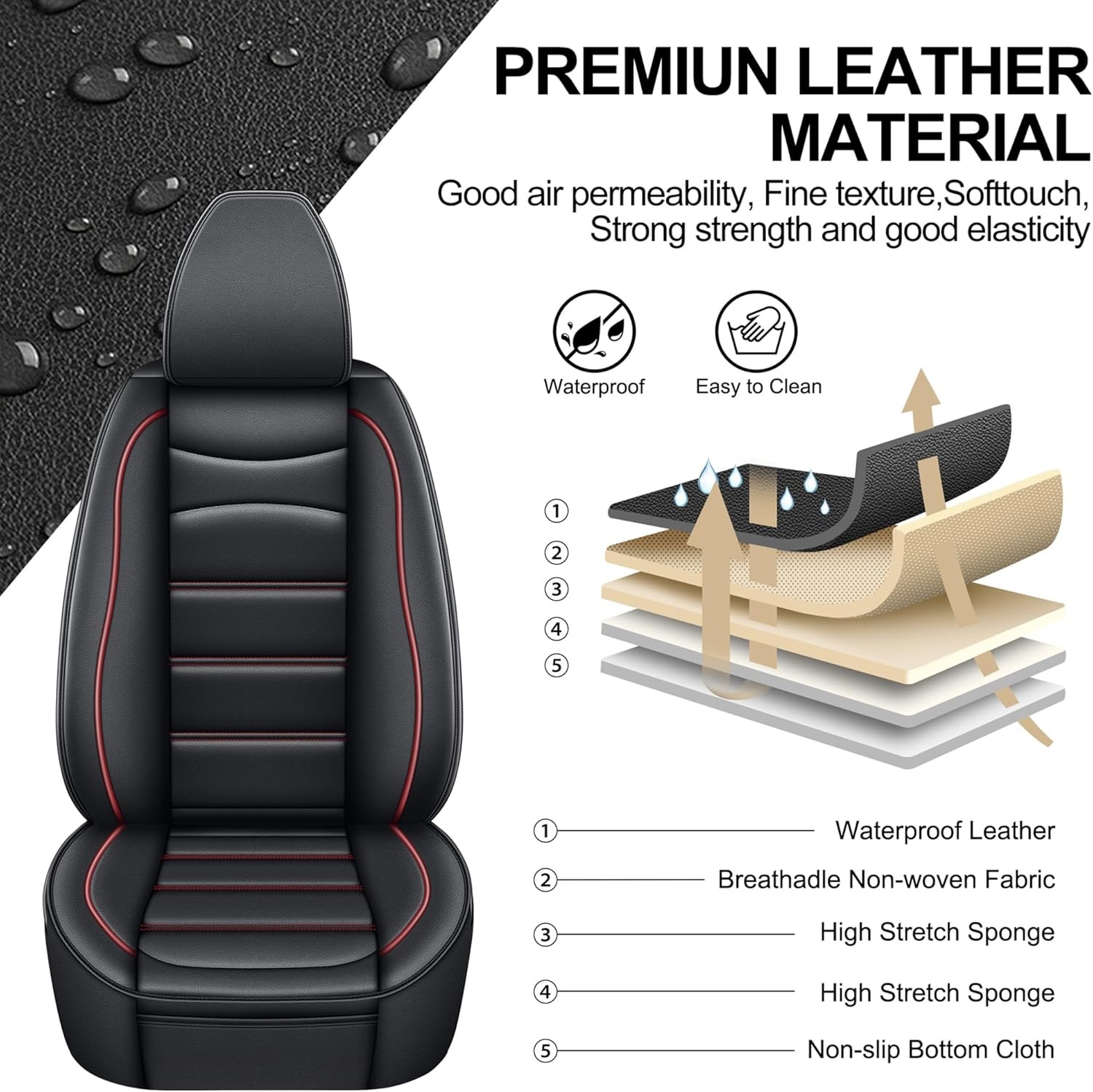 Seat Covers Fit for Ford Maverick : 2022 2023 2024 2025 Pick-up Truck Faux