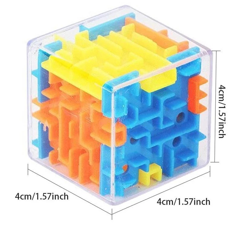 Mini 3D Maze Puzzle Cube Transparent Rolling Ball Brain Teaser Stress Toy Kids