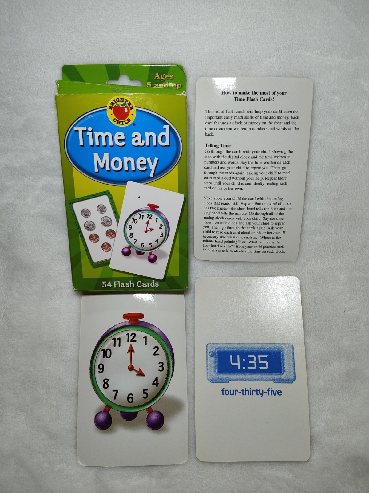 Brighter Child Time and Money 54 Flash Cards