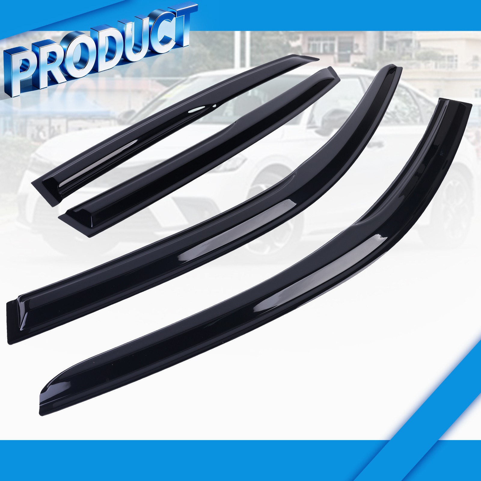 Mugen Style Window Visor For 22-25 Honda Civic Sedan Rain Guard Vent Deflector
