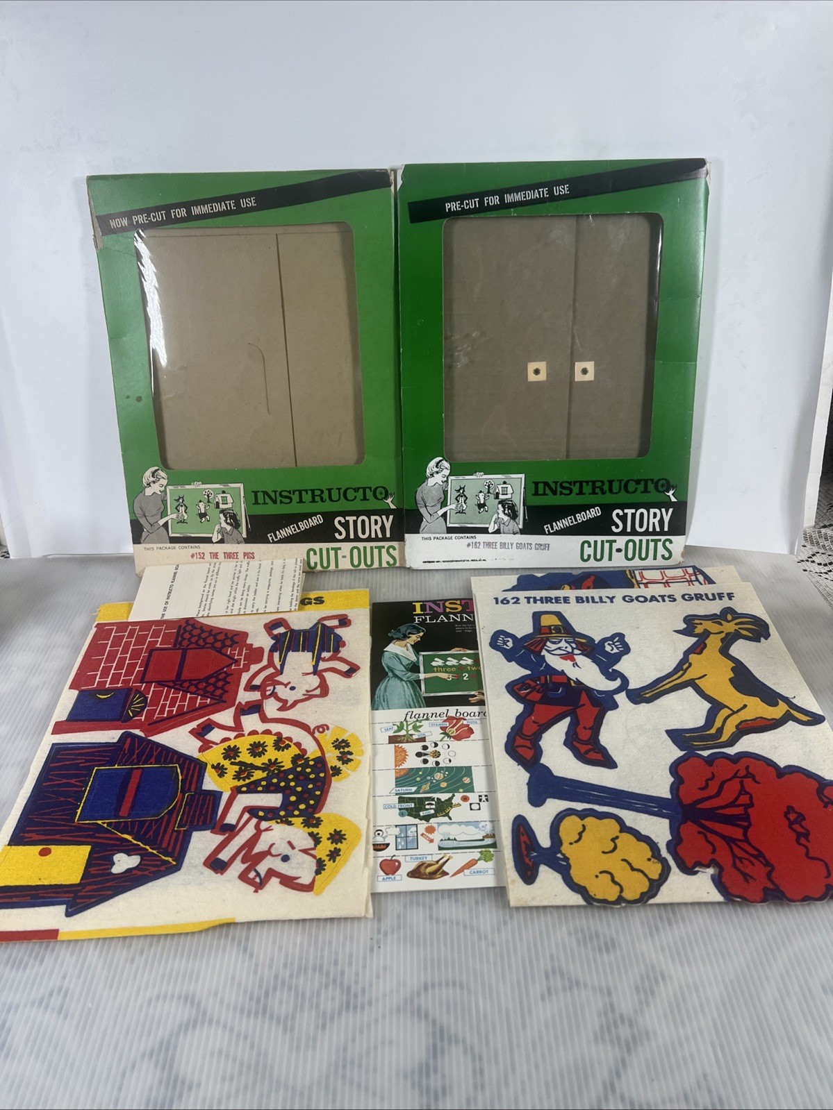 Instructo THREE LITTLE PIGS 3 Billy Goat Flannelboard Story CutOuts Vintage
