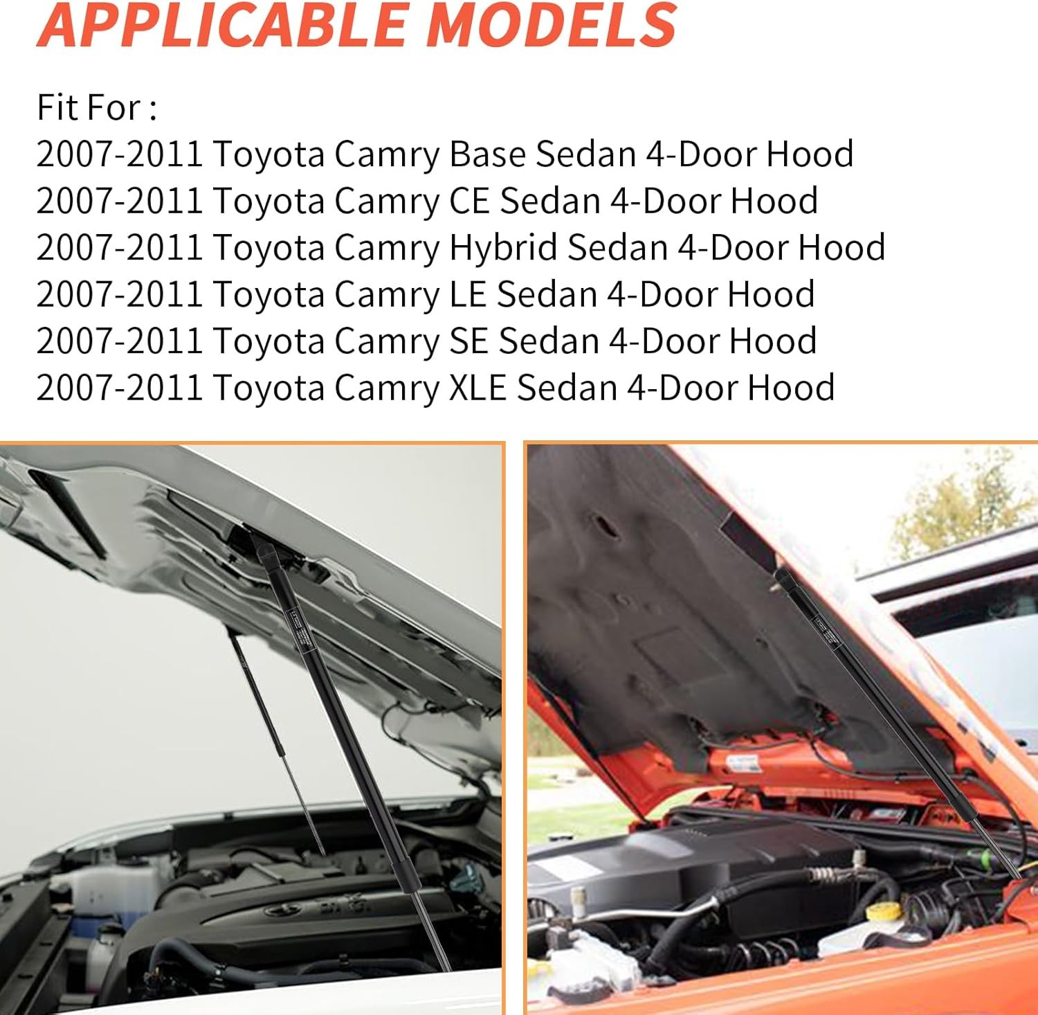 Front Hood Lift Supports Shock Struts for Toyota Camry 2007 2008 2009 2010 2011