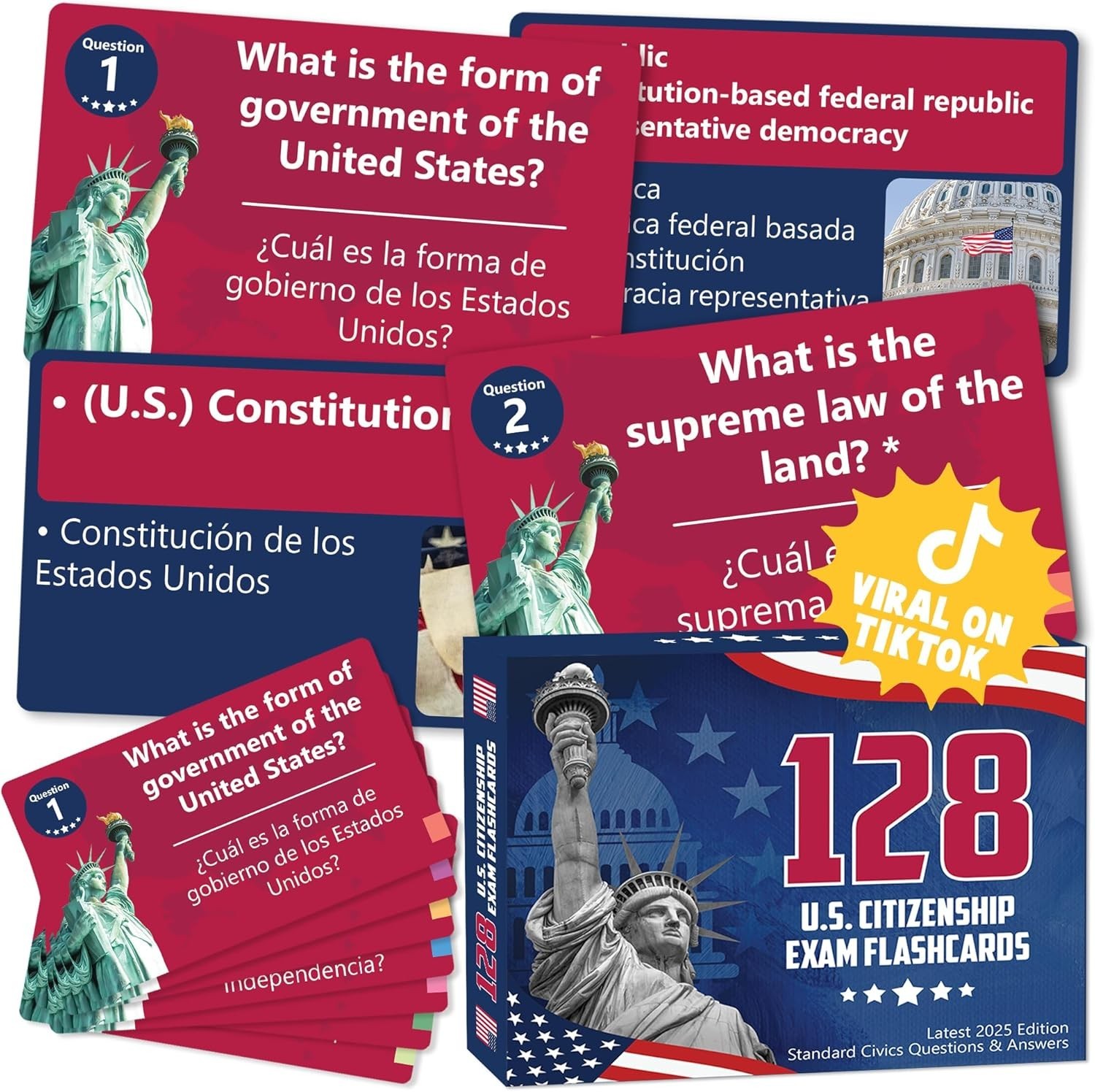US Citizenship Flash Cards 2026, 128 USCIS Civics Test Questions and Answers,…