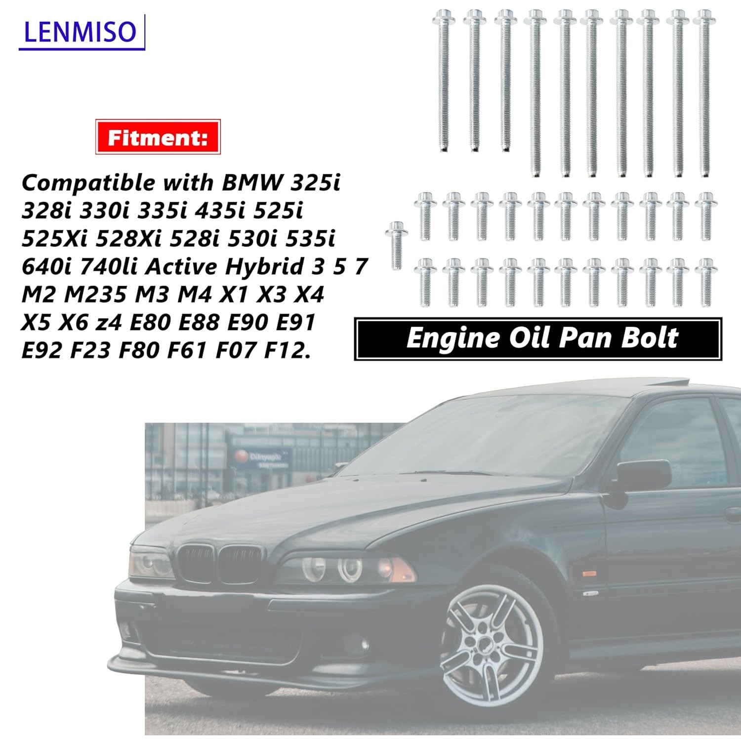 Engine Oil Pan Bolt Kit Compatible with BMW 325i 328i 330i 335i 435i 525i Replac