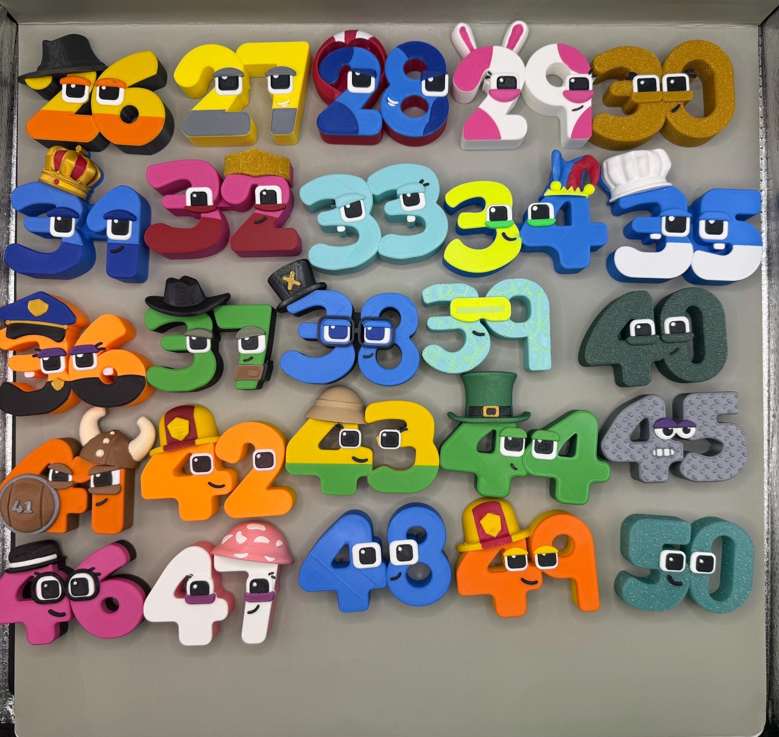 Wonderland Numbers 26-50 3D Printed Number Figures Educational Set