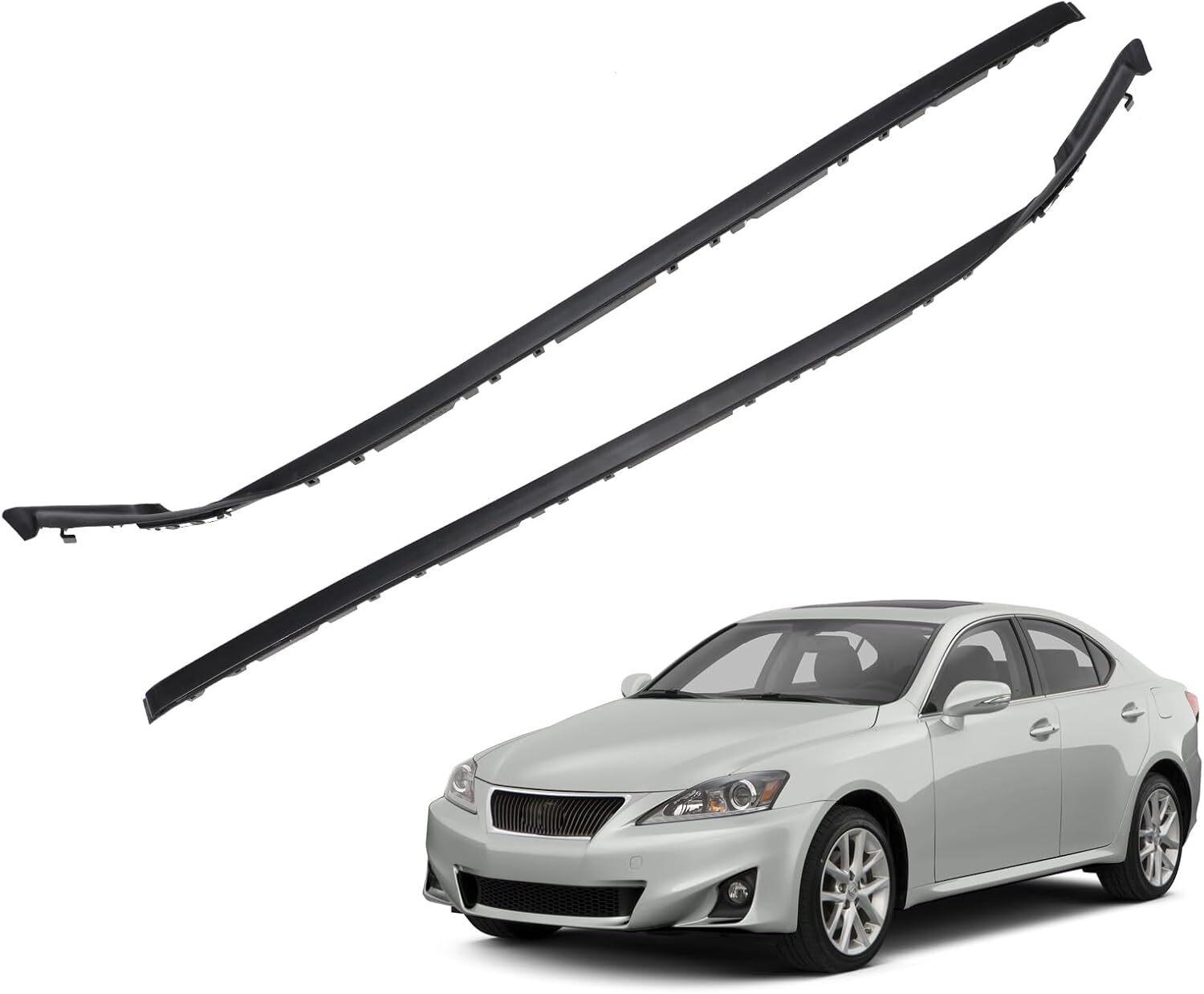 Driver and Passenger Side Windshield Moulding Kit Compatible with 2006-2013