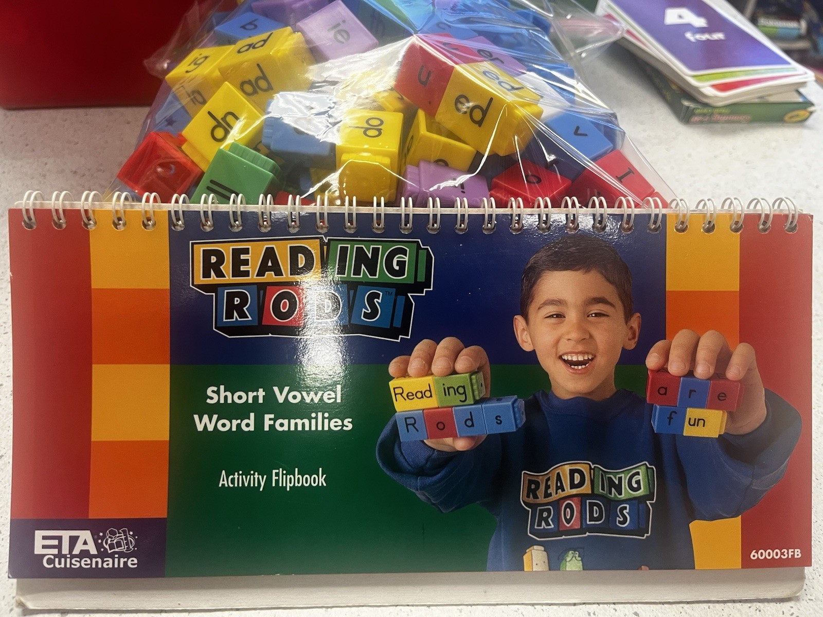 Reading Rods Short Vowel Flip book And Assorted Letter Cubes Lot Teaching