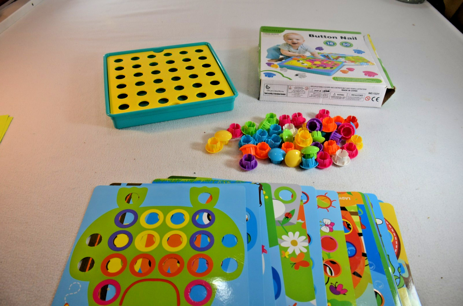 Button Nail Color Matching Toy Lukat Mosaic Pegboard Toddler Fine Motor Skill