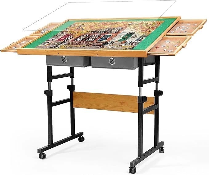 Puzzle Table with Wheels, for 1500 Pieces with Drawers and Cover, 34.25″ x 25.2″