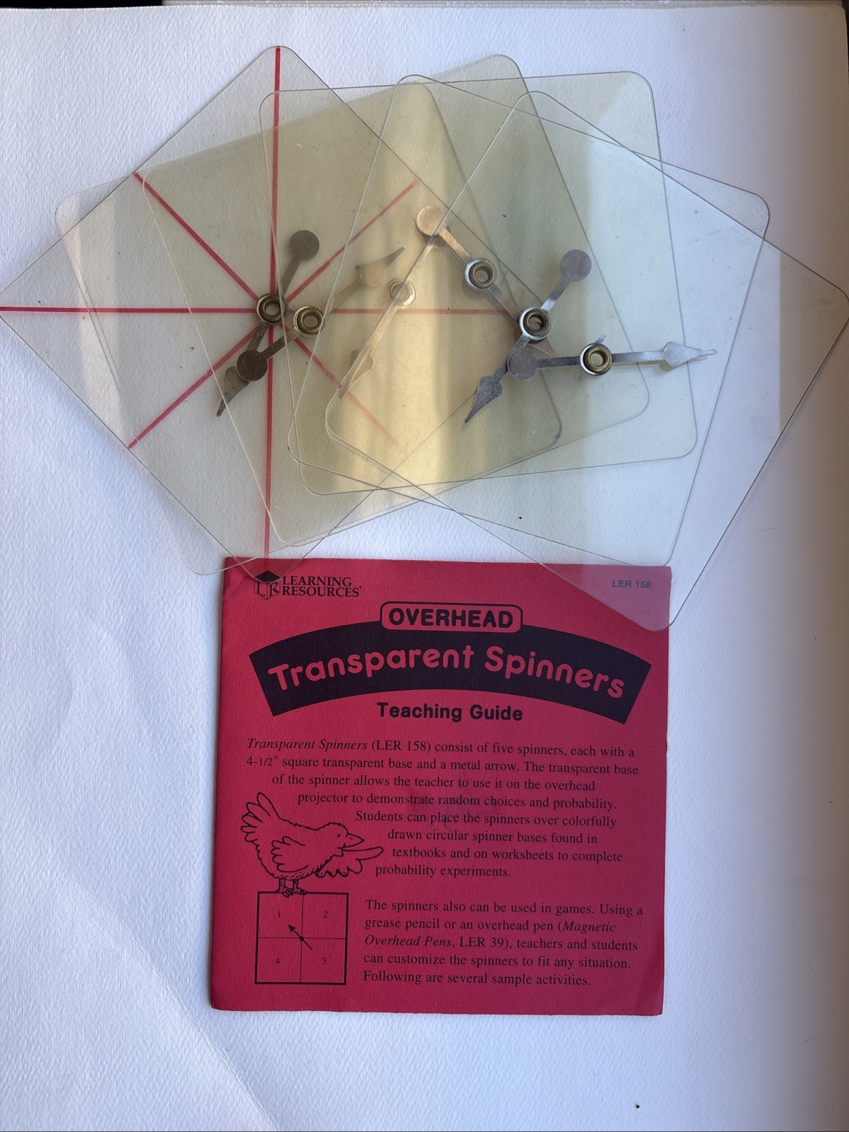 Transparent Spinners 6 Teachers Games Learning Resources Education Guide 4 1/2”