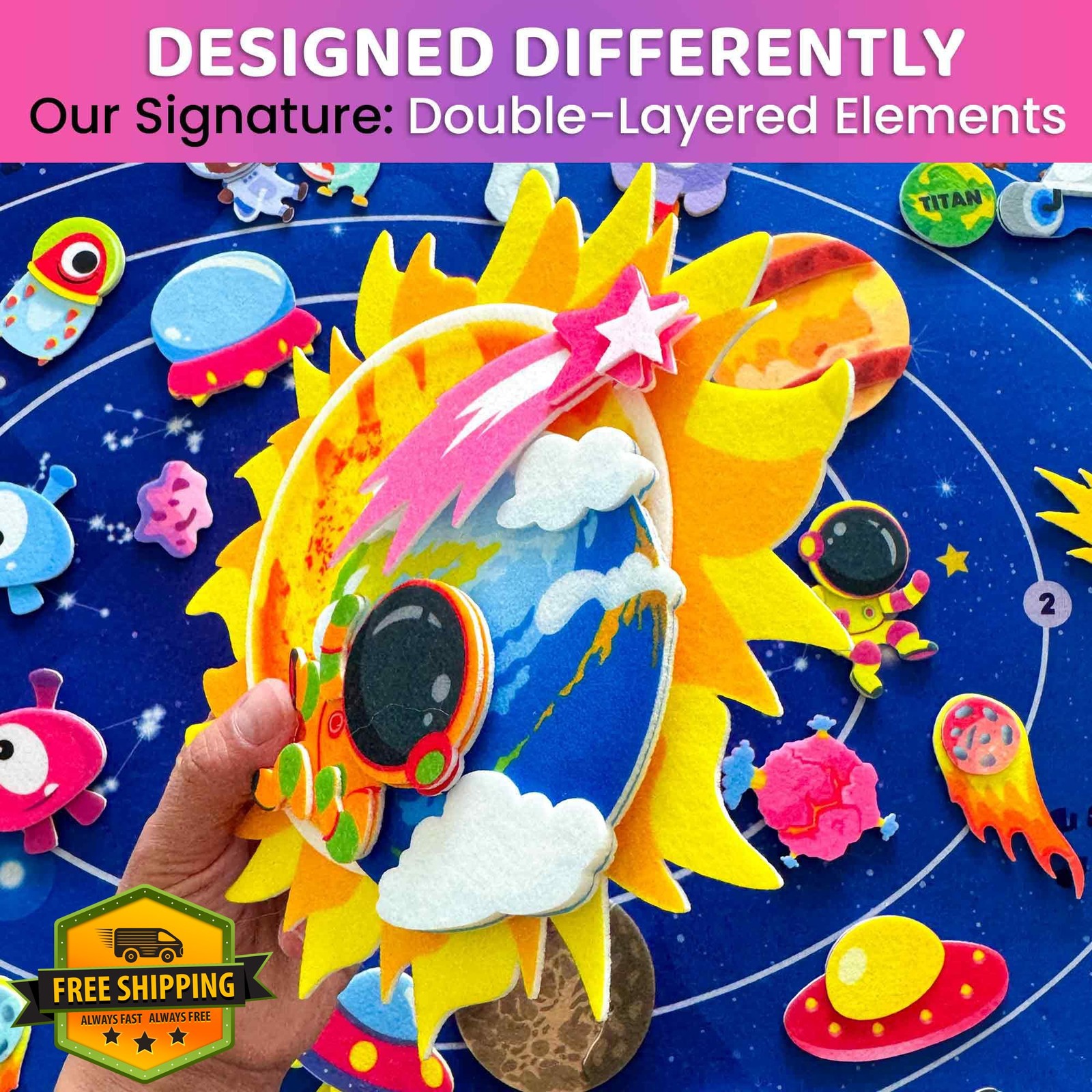 Quokka Space Felt Board Ages 3-5 Learning Toy