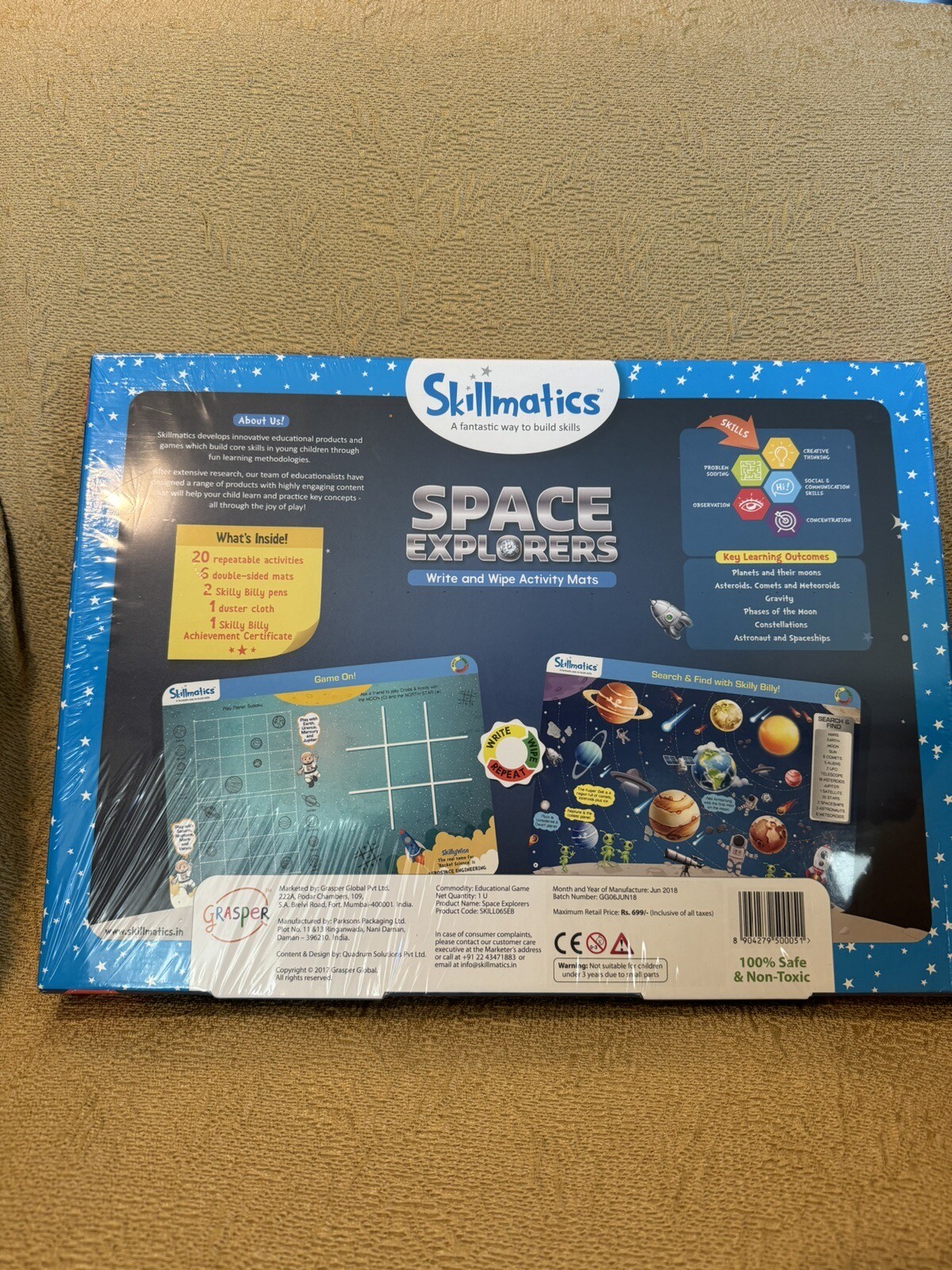 Skillmatics Write And Wipe Activity Mats SPACE EXPLORERS Ages 6-9 NEW