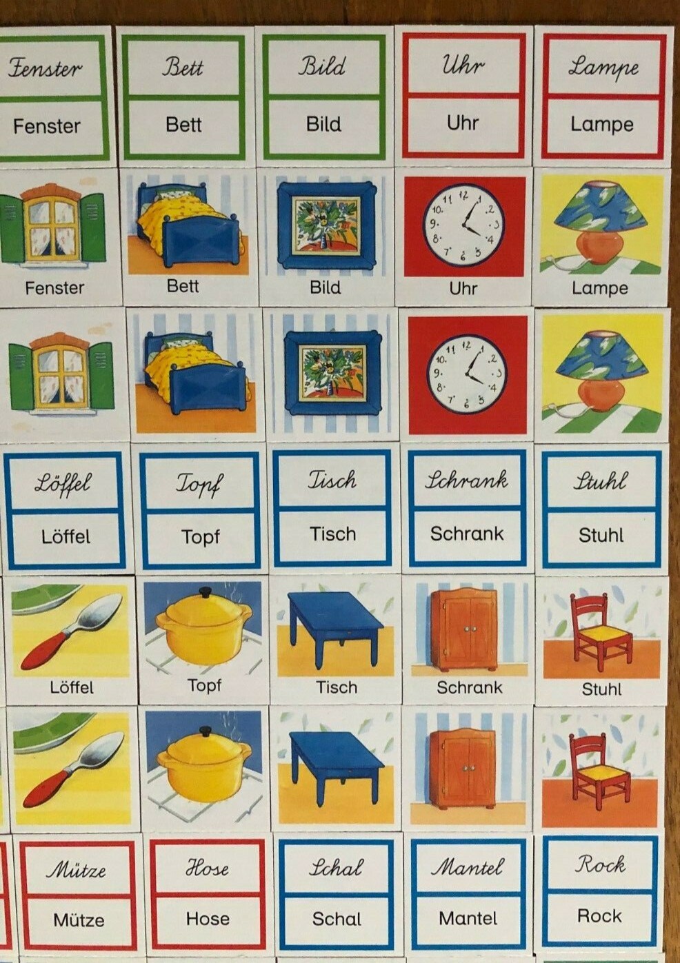 German Reading Memory Game for Children Kids Learning Foreign Language Education