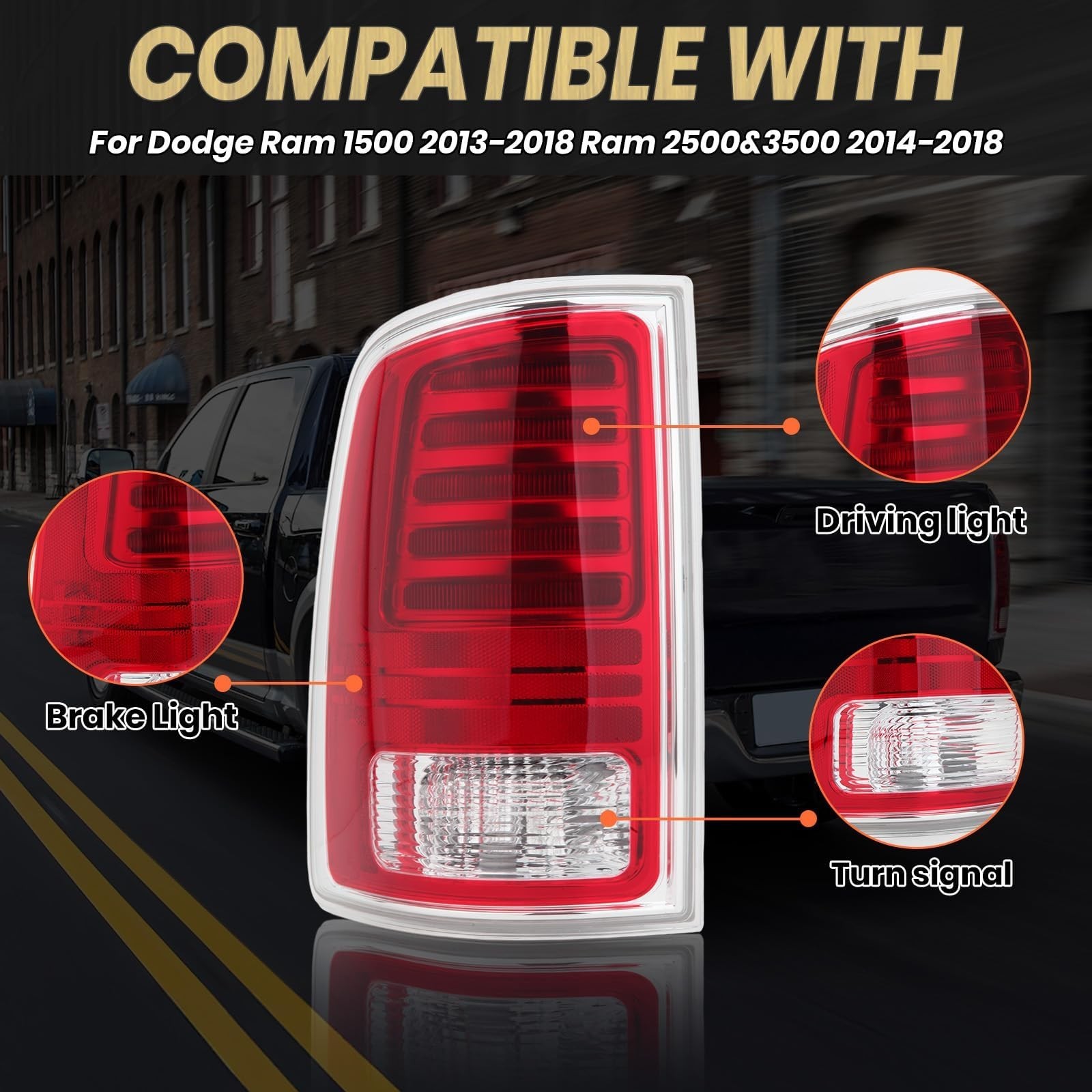 Ram LED Tail Light Assembly Compatible with 2013 2014 2015 2016 2017 2018 Dod…