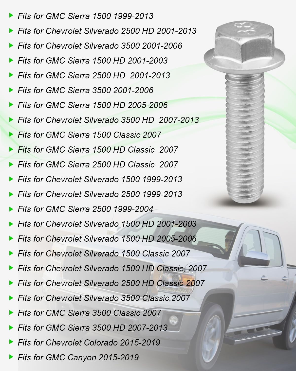 Truck Bed Mounting Hardware, Bed Bolts Fit for Chevrolet Silverado GMC Sierra 15