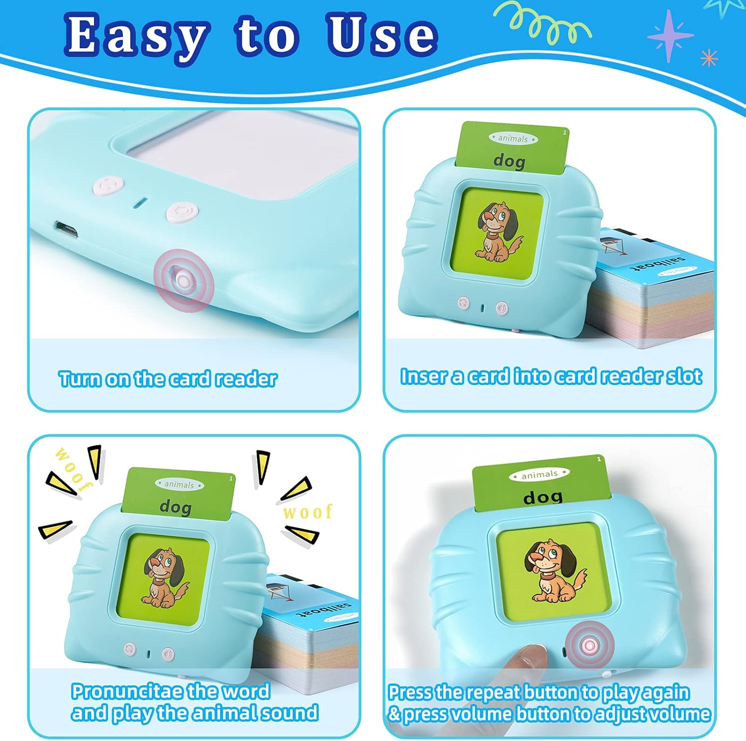 Qutz ABC Talking Flash Cards for Toddlers 2-4, Autism Toys, Speech Therapy Toys,