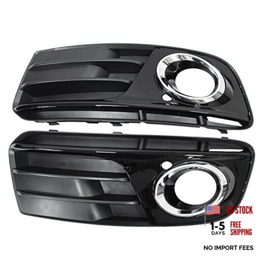 Pair Glossy Black ABS Front Bumper Lower Fog Light Cover Grill Grilles Insert