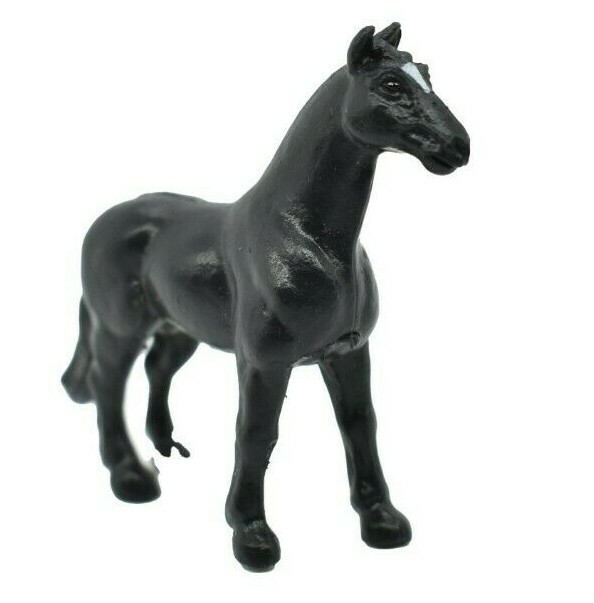 Horse, Black Plastic Toy Animal, Realistic Figure, Farm Model 2 Inches F4159