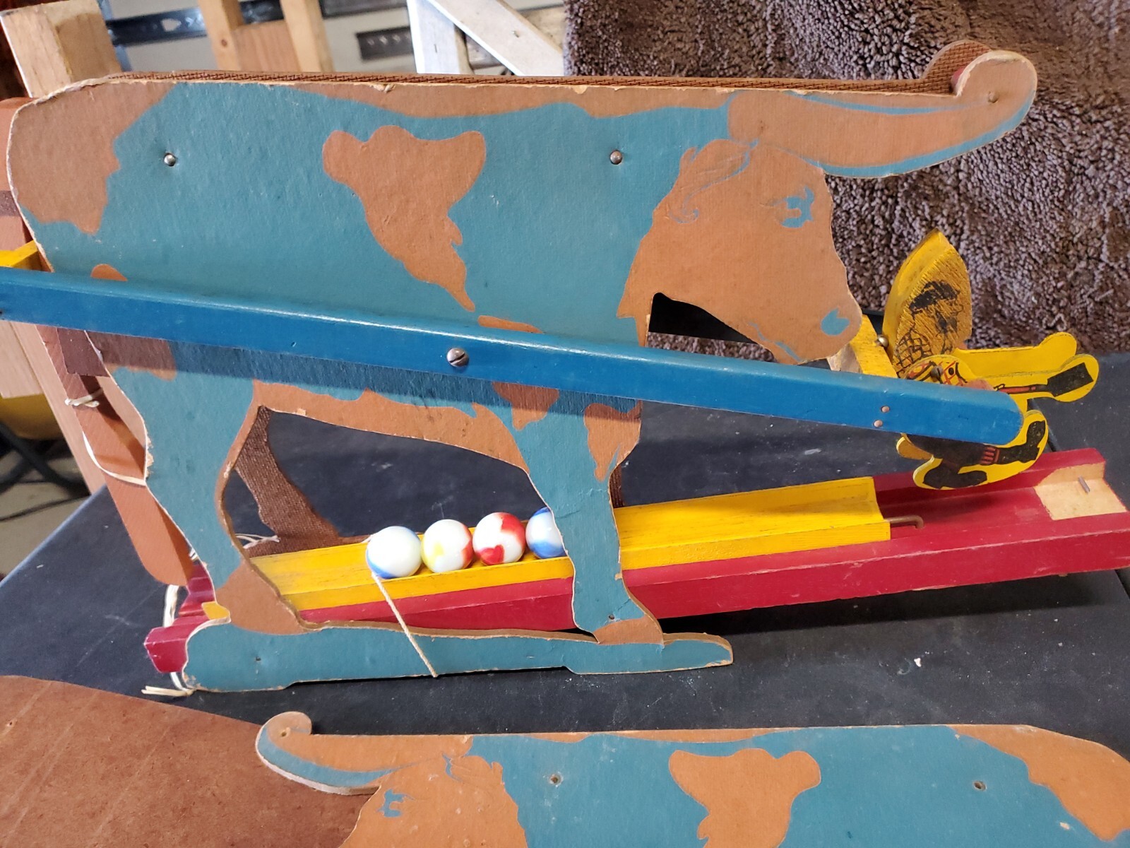 ST6 Vintage Antique Rube Goldberg hand made Marble Toy Game 1940’s or 1950’s?