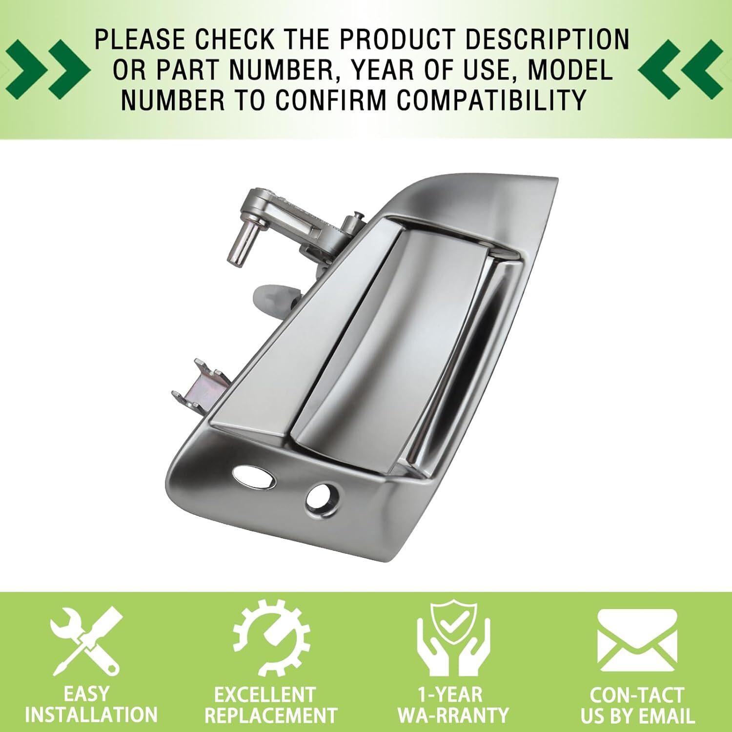 Exterior Door Handle Assembly Front Left Driver Side Silver Compatible with