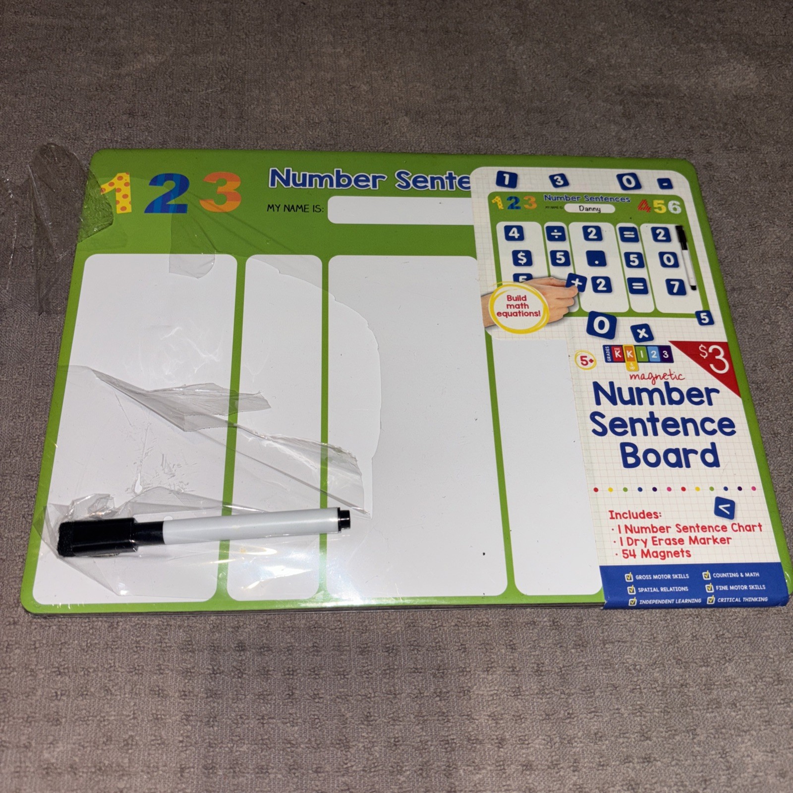 Home School Magnetic dry erase Mathematics/ Number Sentence Board for kids
