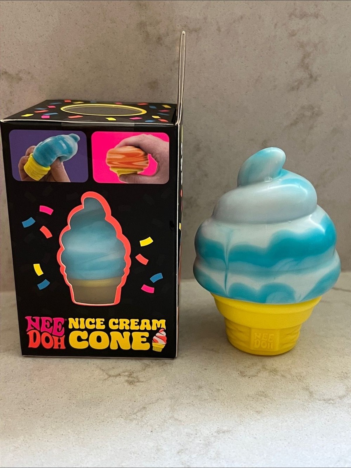 Needoh Blue Nice Dream Cone Squishy Squeezy Fidget Toy Ice cream