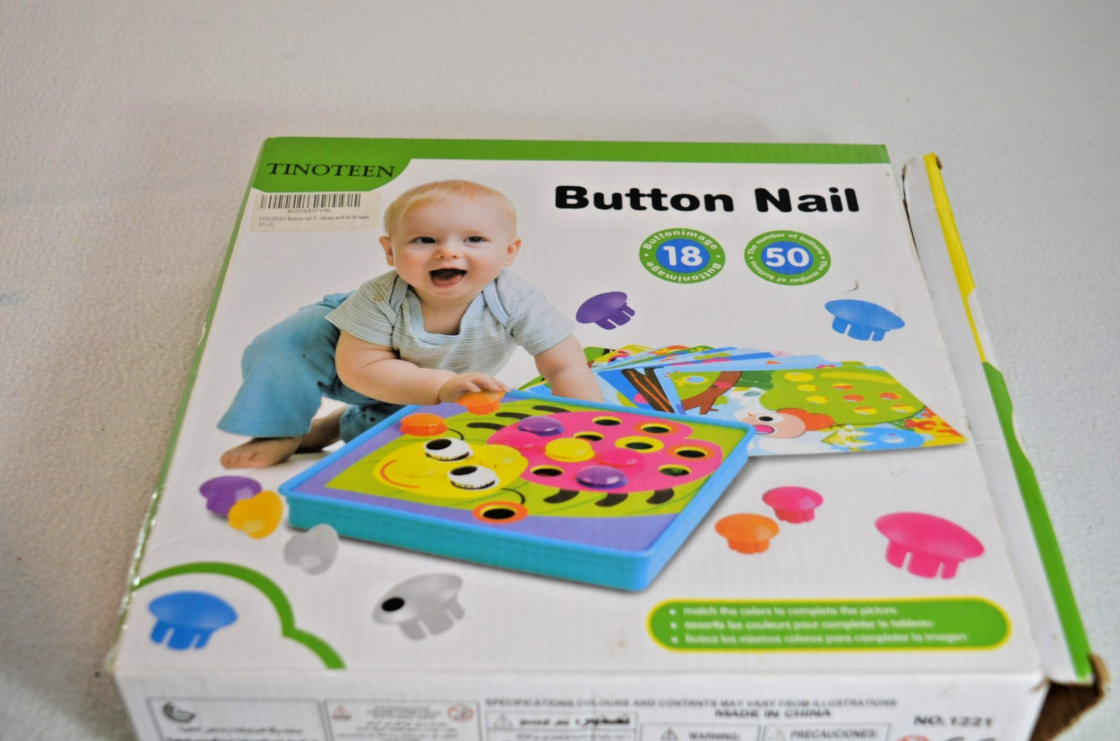 Button Nail Color Matching Toy Lukat Mosaic Pegboard Toddler Fine Motor Skill