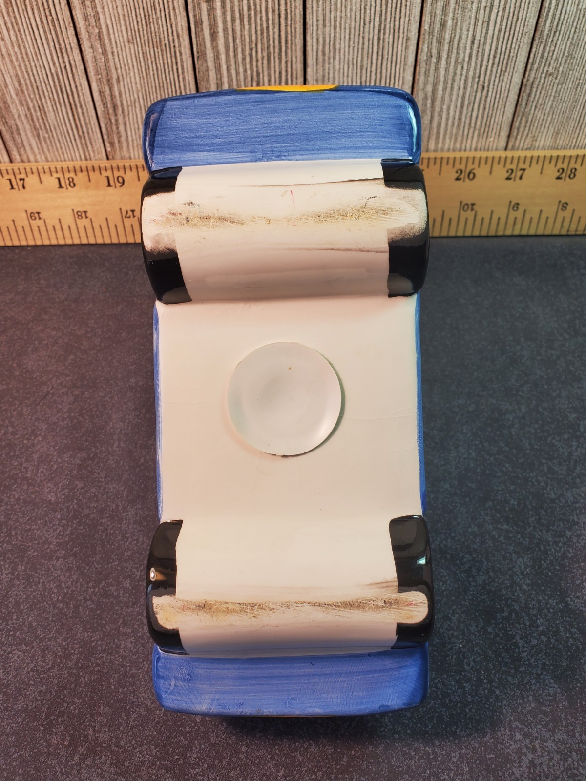 New TeaSeaCo, Inc. Glazed Ceramic Hand Painted Large POLICE CAR BANK Coin Keeper