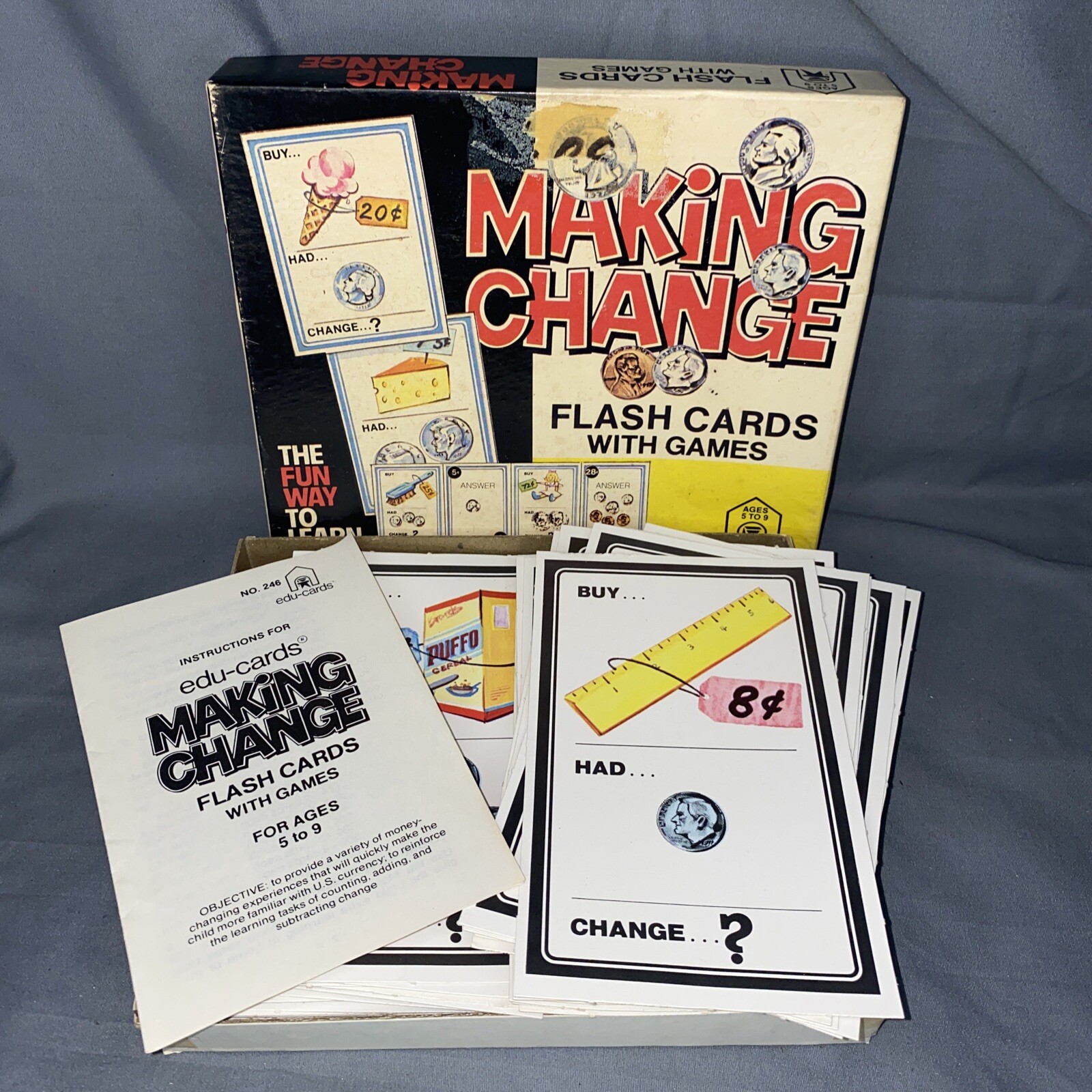 Vintage Making Change Flash Cards Games Binney & Smith Complete Math Ed 1977