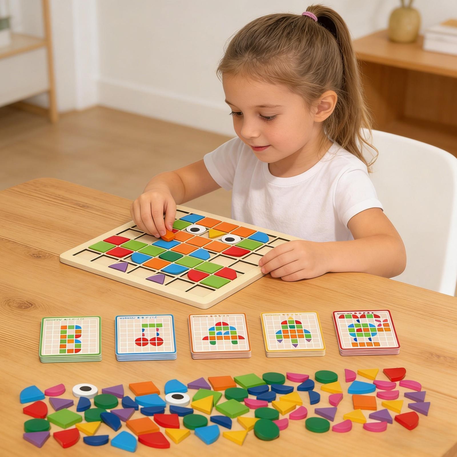 Pattern Blocks And Boards Early Development Toys Colored Wooden Shape Blocks