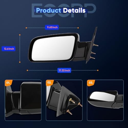 ECCPP Manual Telescopic Towing Mirrors For Chevy/For GMC Trucks (1988-1998)