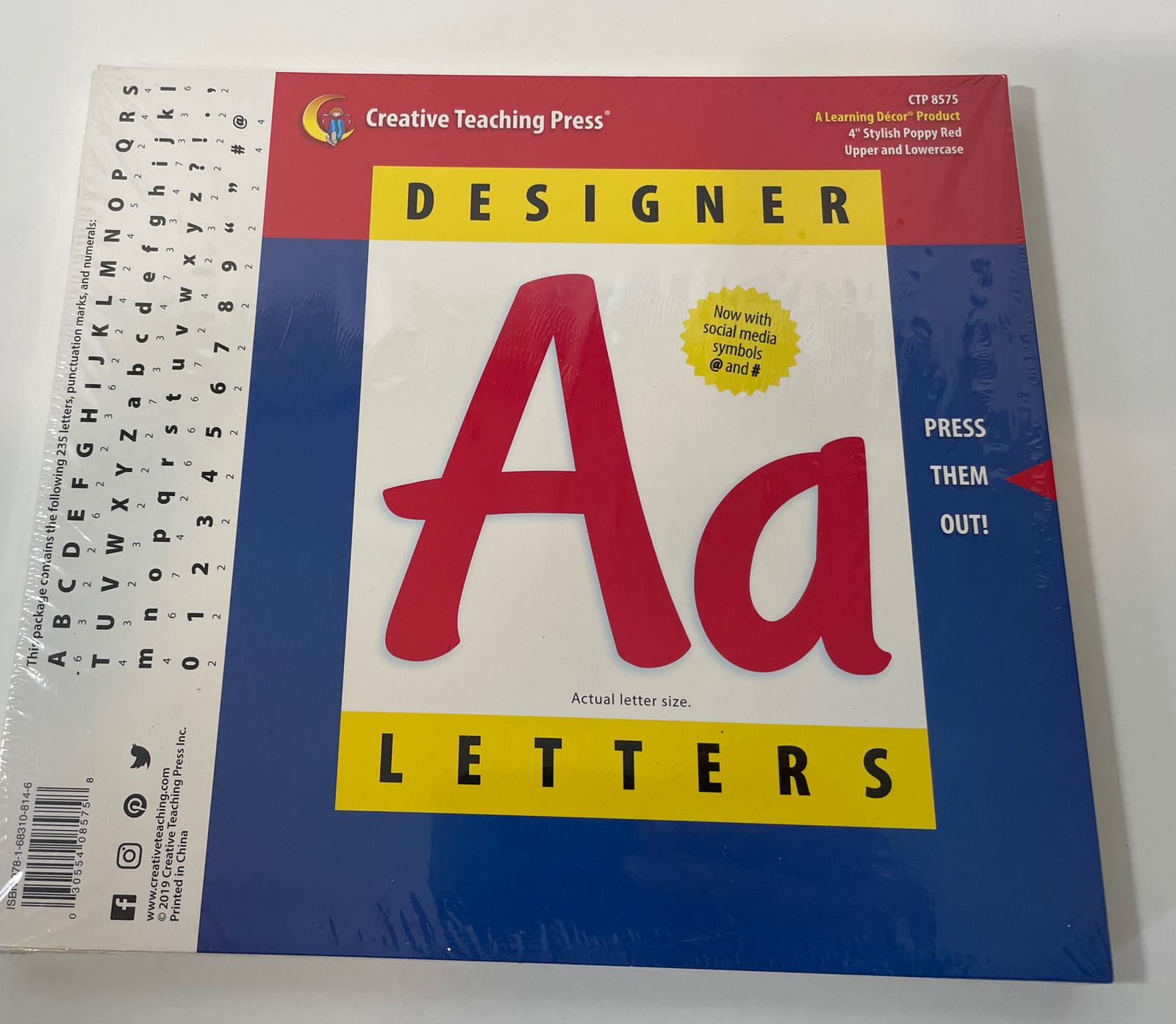 Alphabet Letters Creative Teaching Press Red 4″ Designer 235ct Classroom Crafts