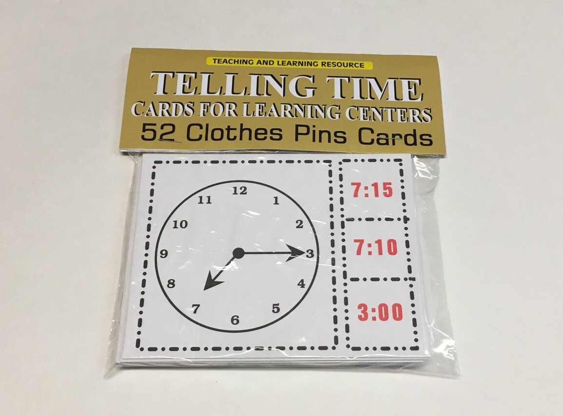 TELLING TIME – Cards for Learning Center 52 Cards- Letters Teaching Pre-k
