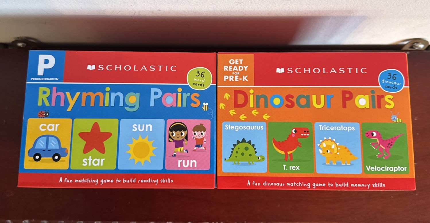18 Packs New Flashcards For Pre-kindergarten 9 Dinosaur Pairs-9 Rhyming pairs