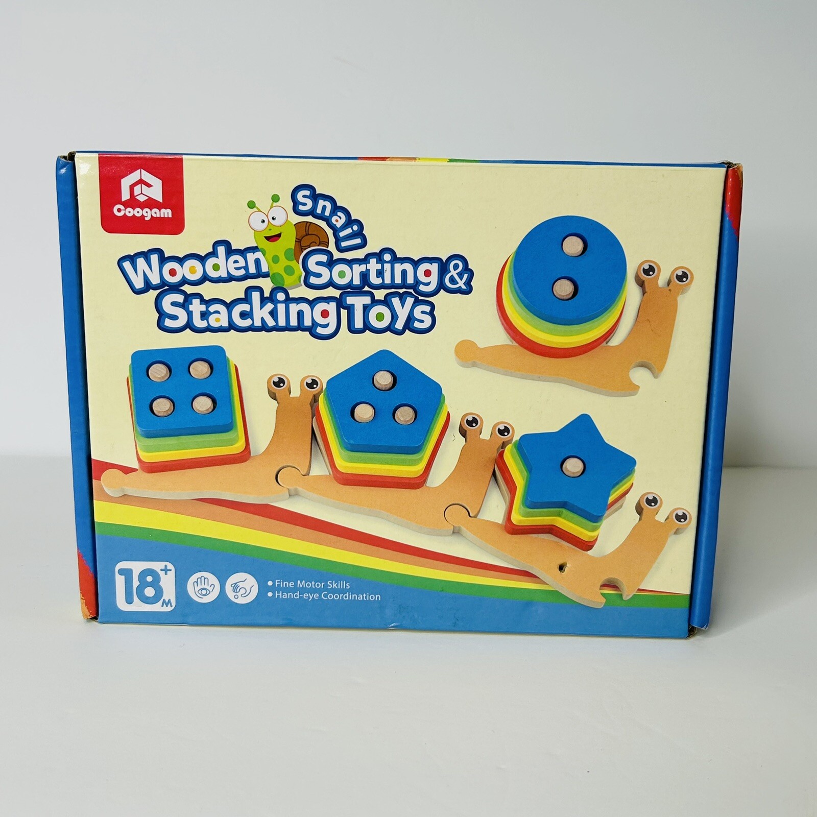 Coogam Wooden Sorting Stacking Snail Toys 18+ Months Hand Eye Skills Size Shape