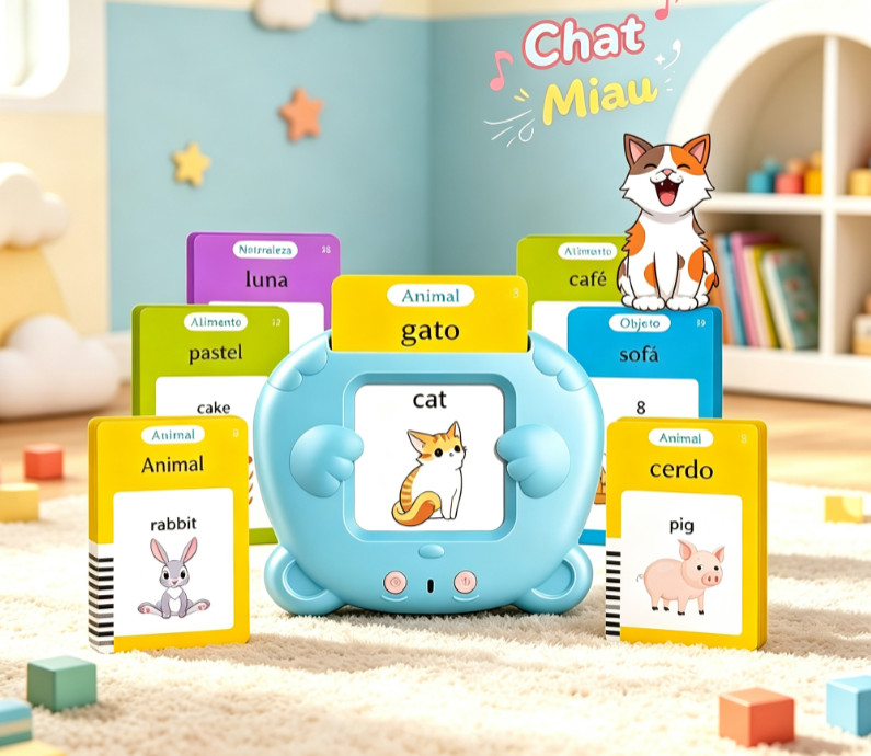 Spanish & English Talking Flash Cards for Toddler Bilingual Flash Cards Learning